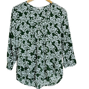 Fun 2 Fun Stitch Fix Green White Floral High Low Rayon Blouse NEW Size XS